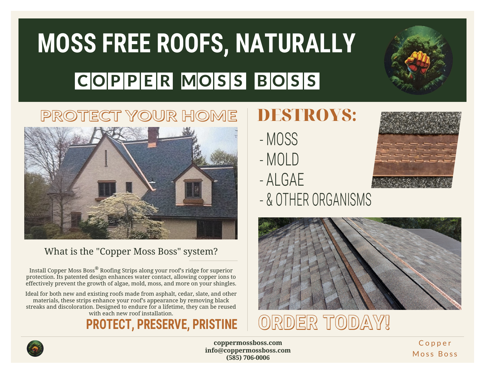 Copper Moss Boss Digital Flyer, Moss Free Roofs Naturally